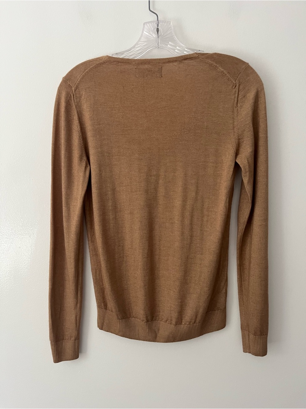 Falconeri 100% Cashmere Tan Brown Knit V Neck Sweater Classic Quiet Luxury XS - Picture 3 of 6